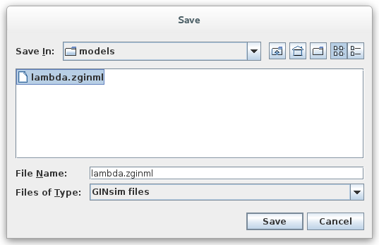 The save dialog